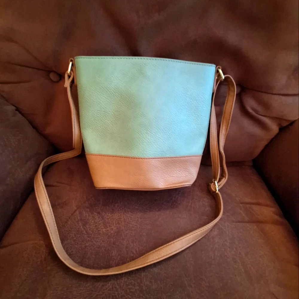 Bueno Two-Tone Faux Leather Crossbody Bag Depth 8